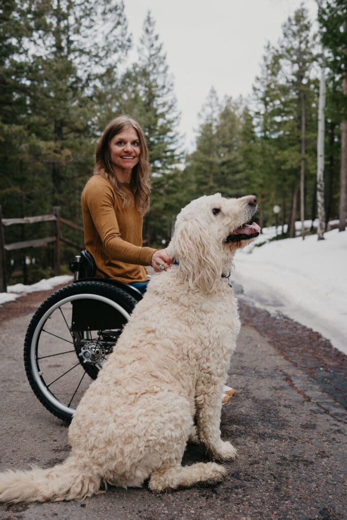 drive traffic to your website, beth and dog sitting next to her